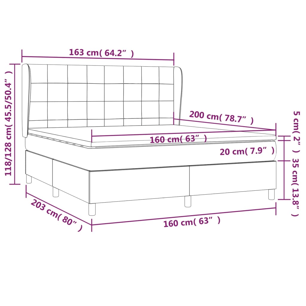 Boxspringbett mit Matratze Schwarz 160x200 cm Stoff