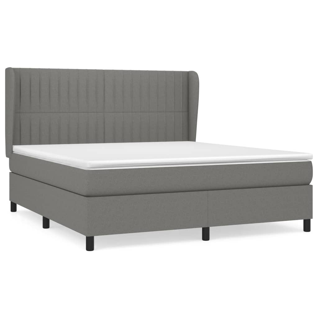 Boxspringbett mit Matratze Dunkelgrau 160x200 cm Stoff