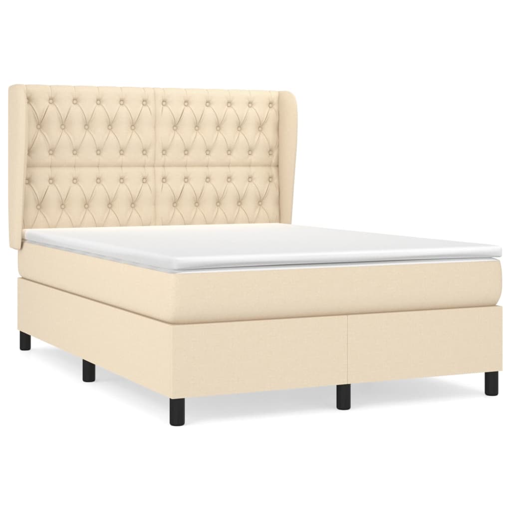 Boxspringbett mit Matratze Creme 140x200 cm Stoff