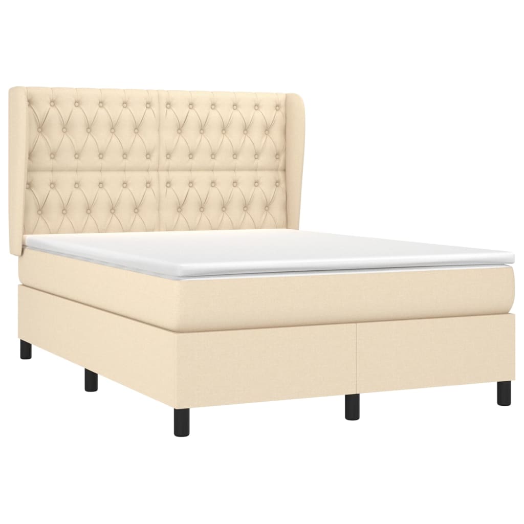 Boxspringbett mit Matratze Creme 140x200 cm Stoff