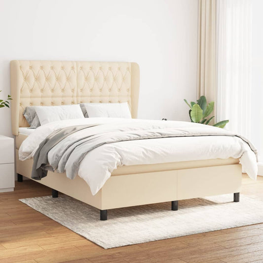 Boxspringbett mit Matratze Creme 140x200 cm Stoff