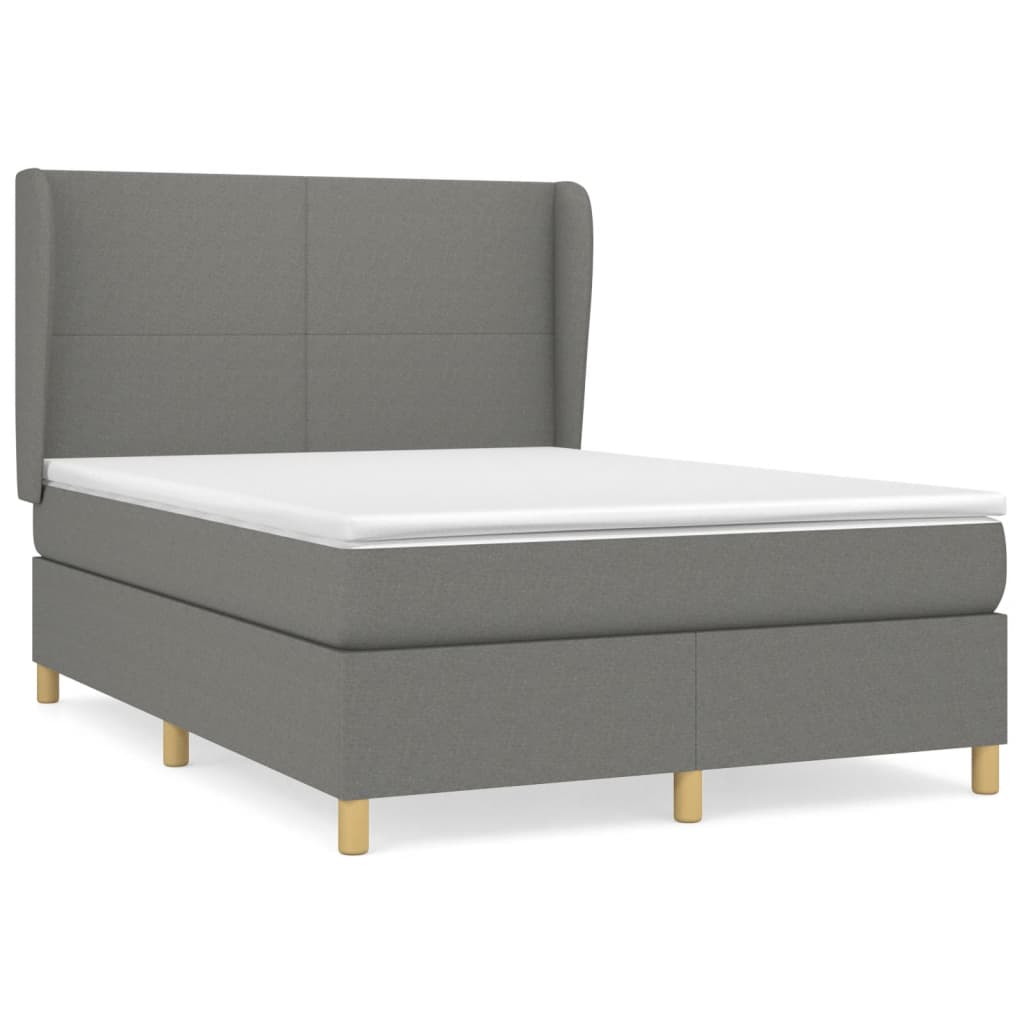 Boxspringbett mit Matratze Dunkelgrau 140x200 cm Stoff