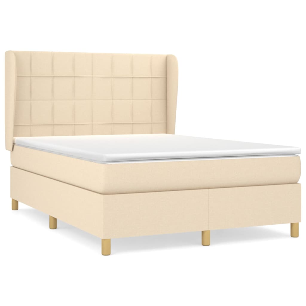 Boxspringbett mit Matratze Creme 140x200 cm Stoff