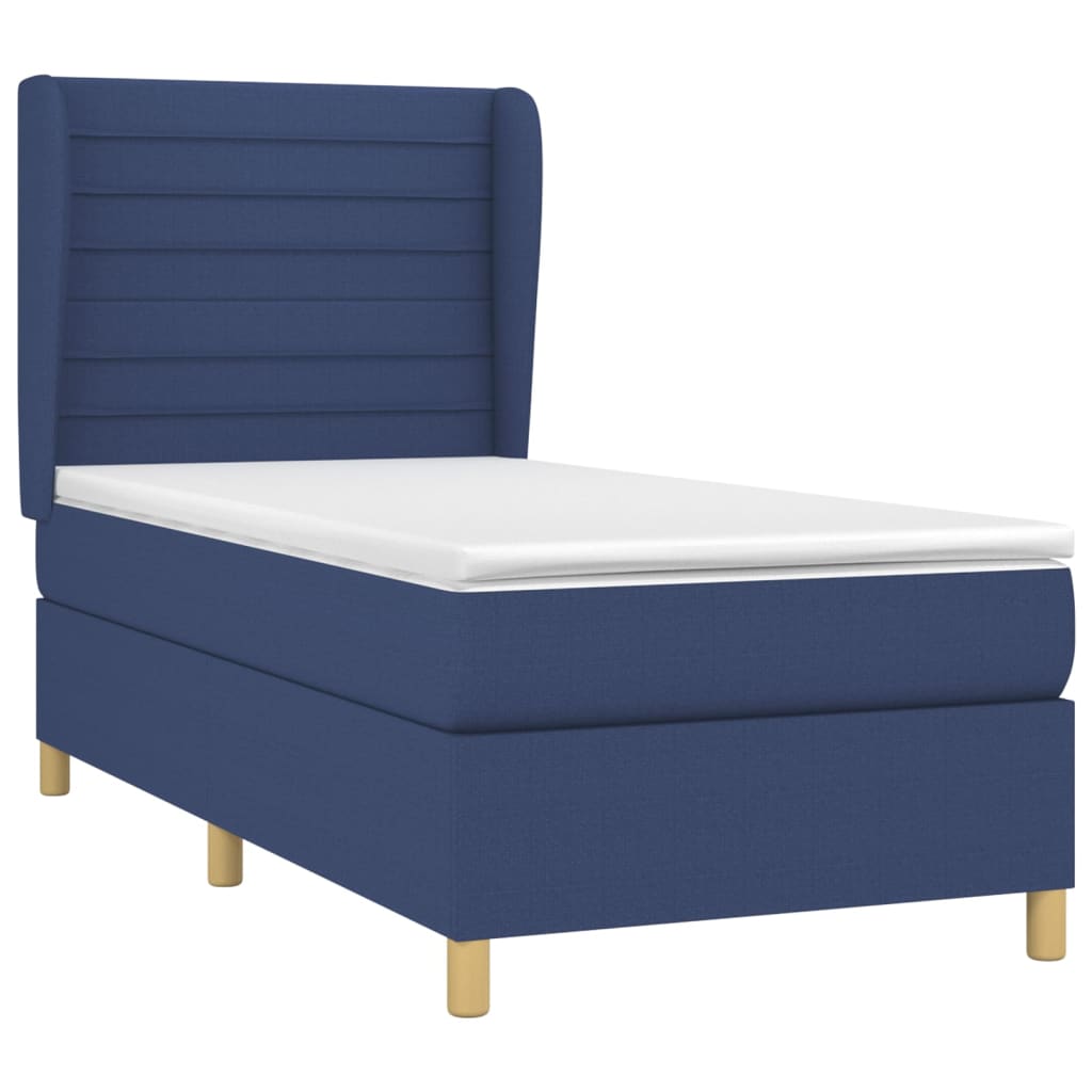 Boxspringbett mit Matratze Blau 100x200 cm Stoff