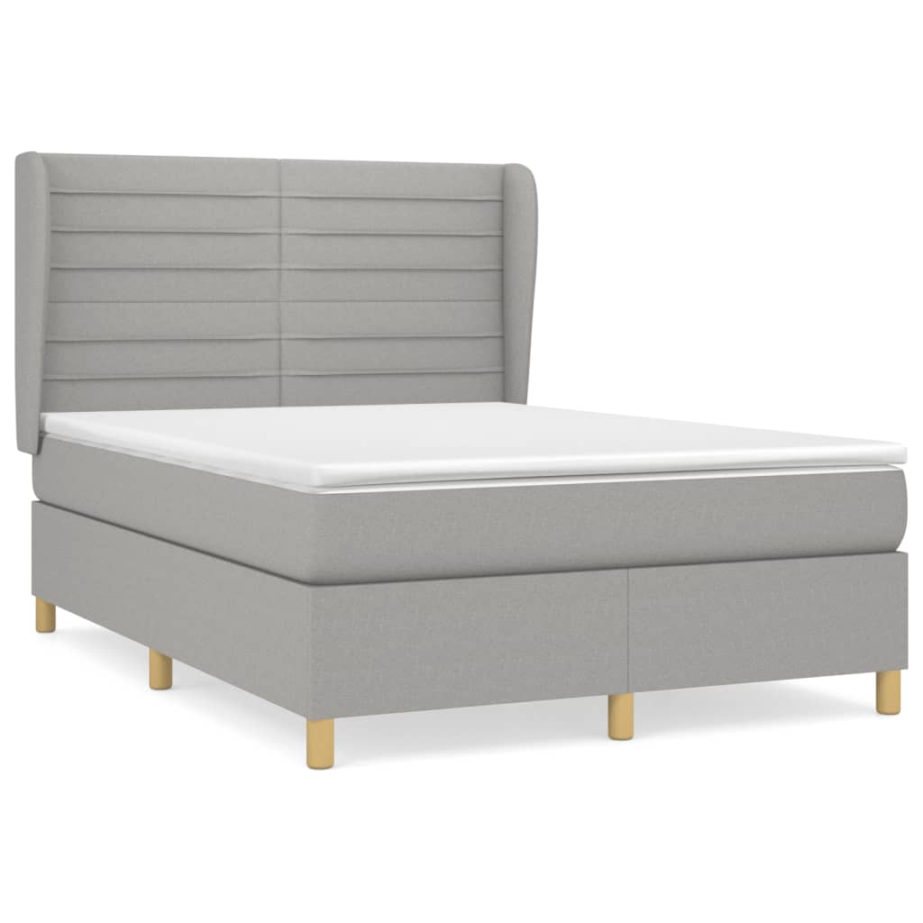 Boxspringbett mit Matratze Hellgrau 140x200 cm Stoff