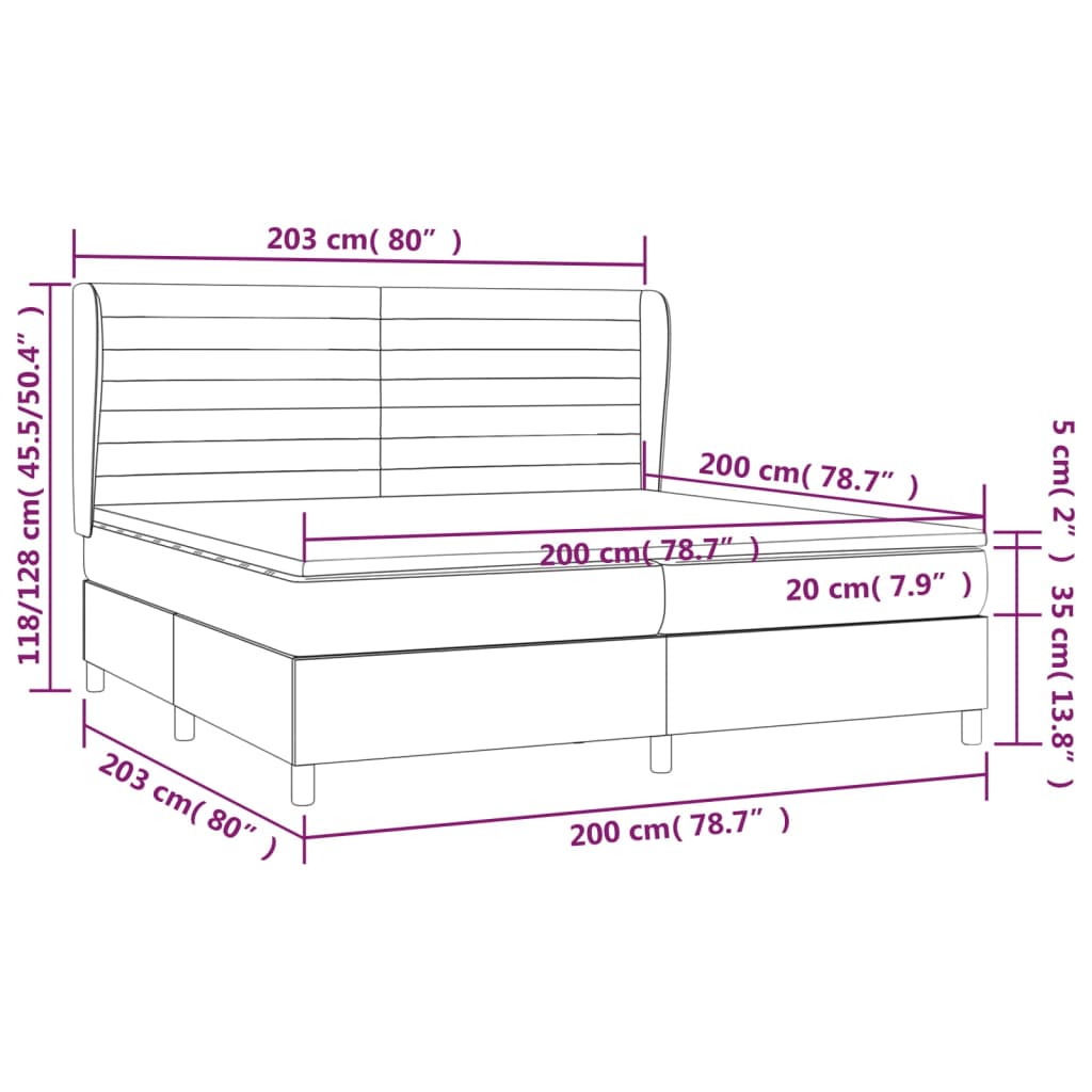 Boxspringbett mit Matratze Dunkelgrau 200x200 cm Stoff