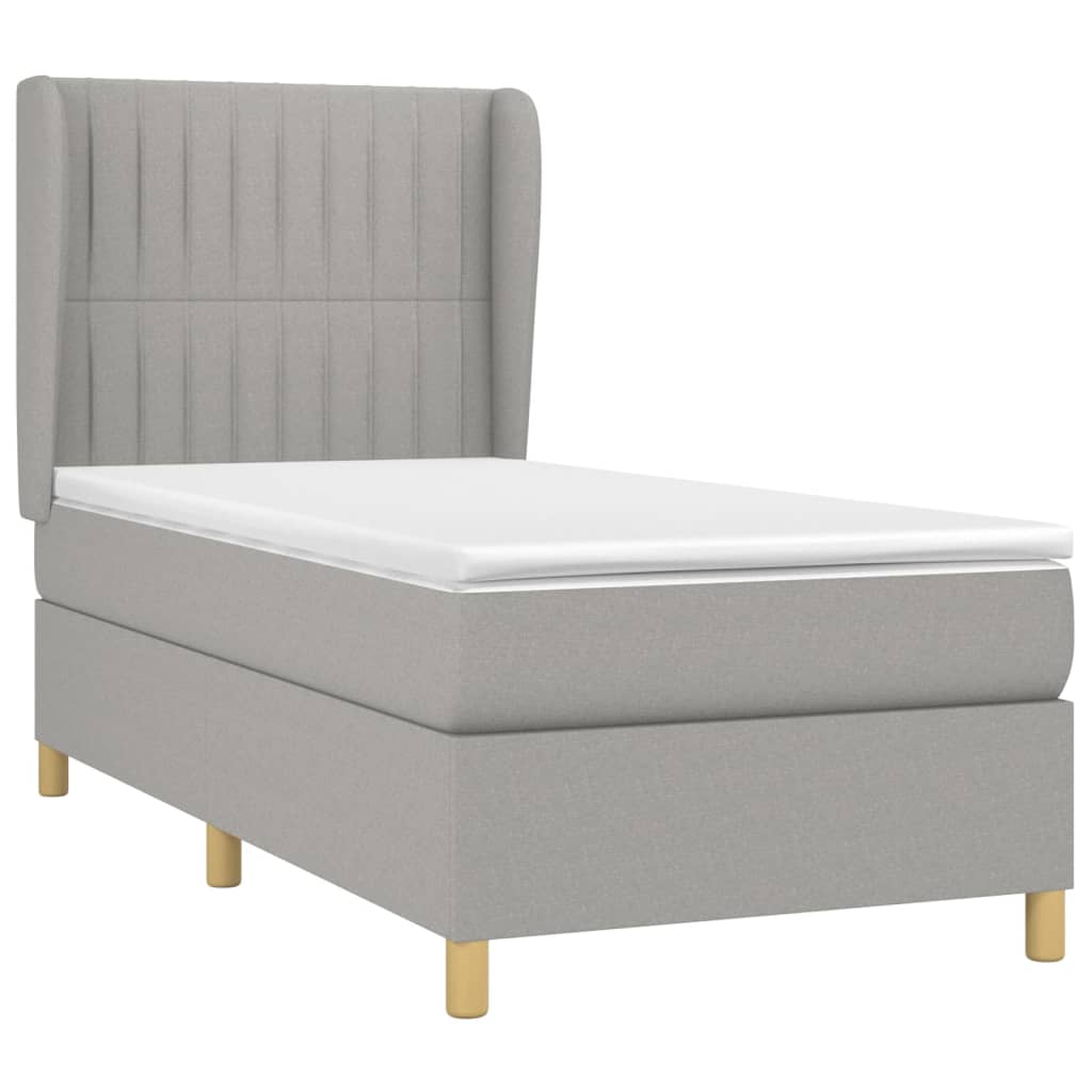 Boxspringbett mit Matratze Hellgrau 100x200 cm Stoff