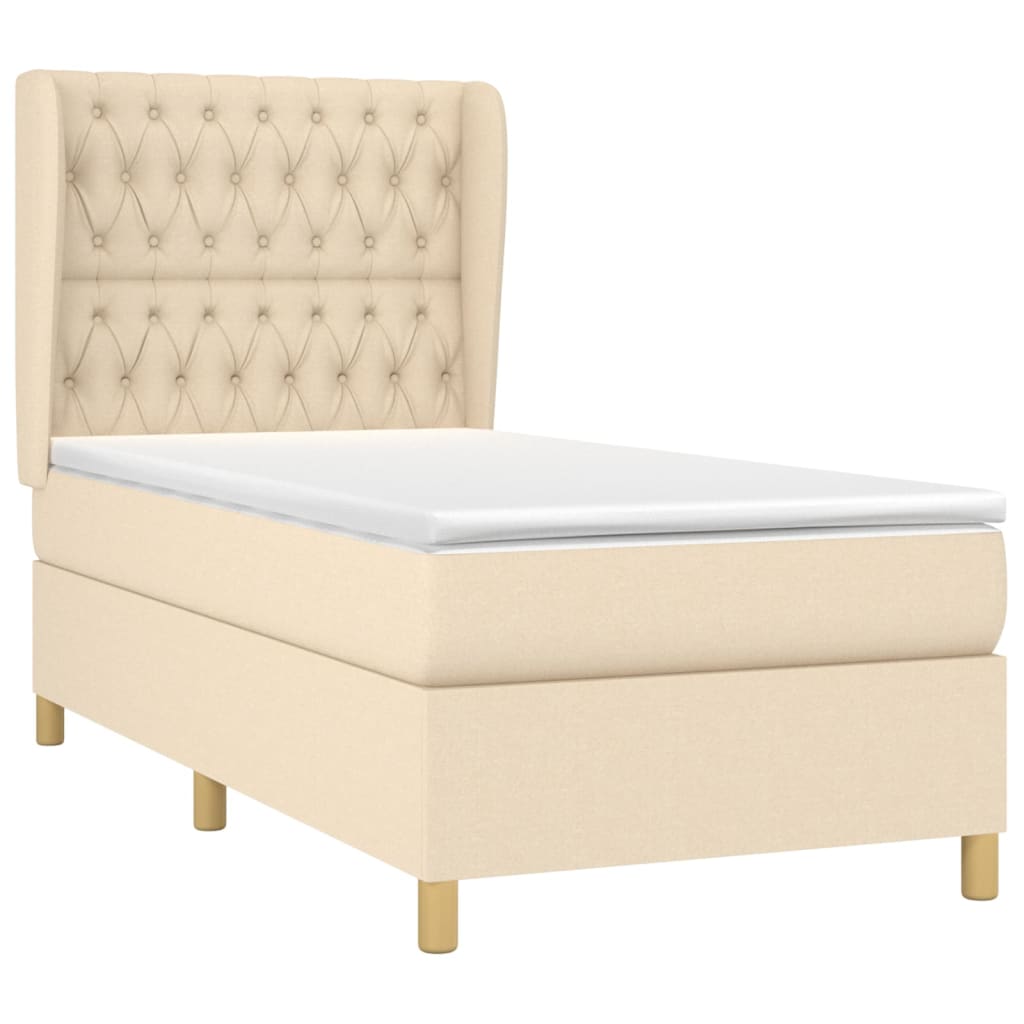 Boxspringbett mit Matratze Creme 90x190 cm Stoff