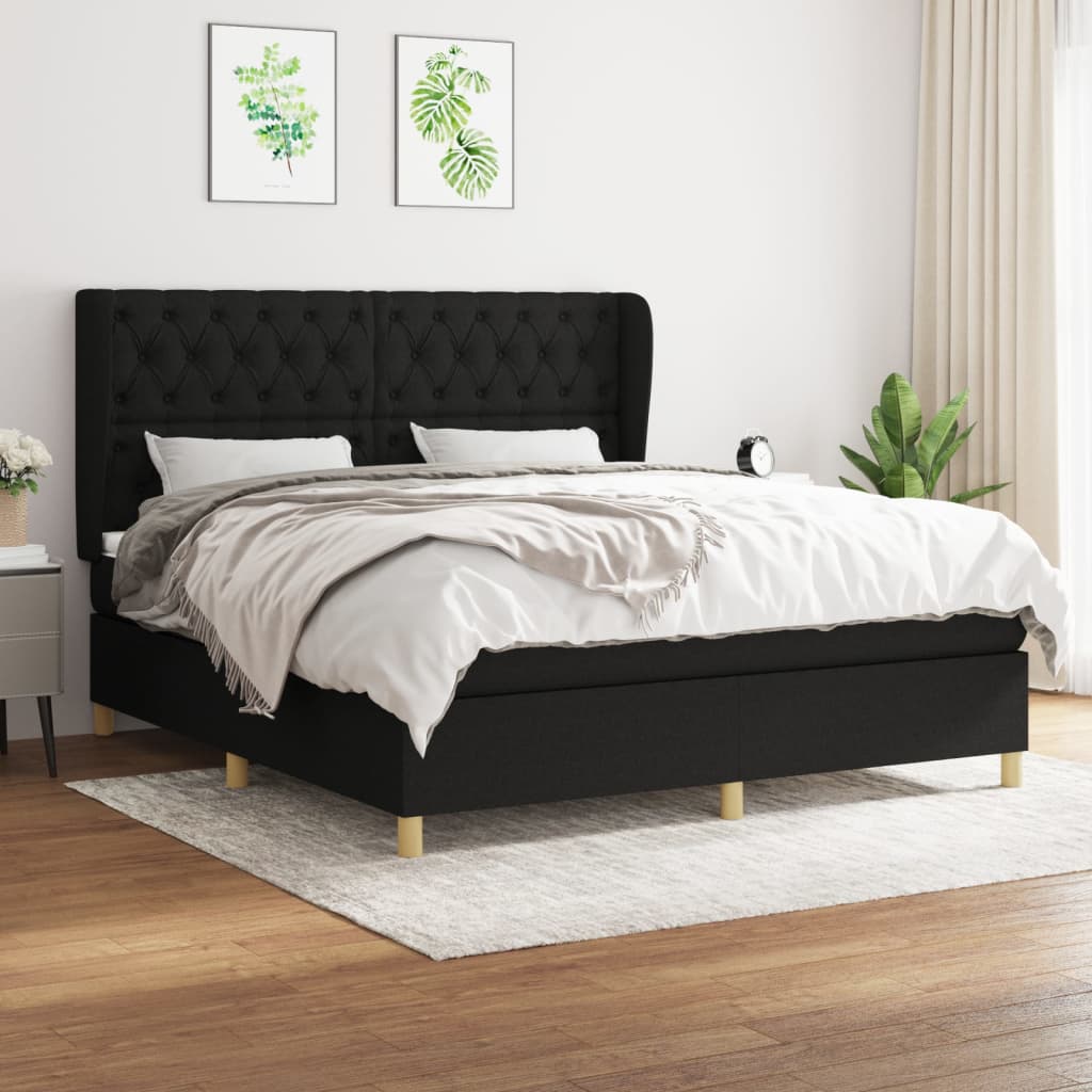 Boxspringbett mit Matratze Schwarz 160x200 cm Stoff