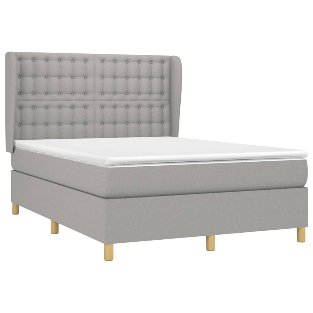 Boxspringbett mit Matratze Hellgrau 140x200 cm Stoff