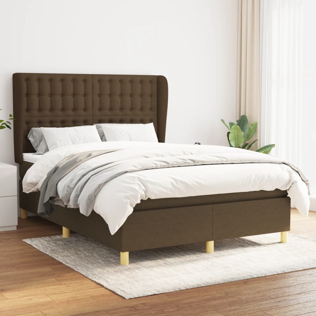 Boxspringbett mit Matratze Dunkelbraun 140x200 cm Stoff