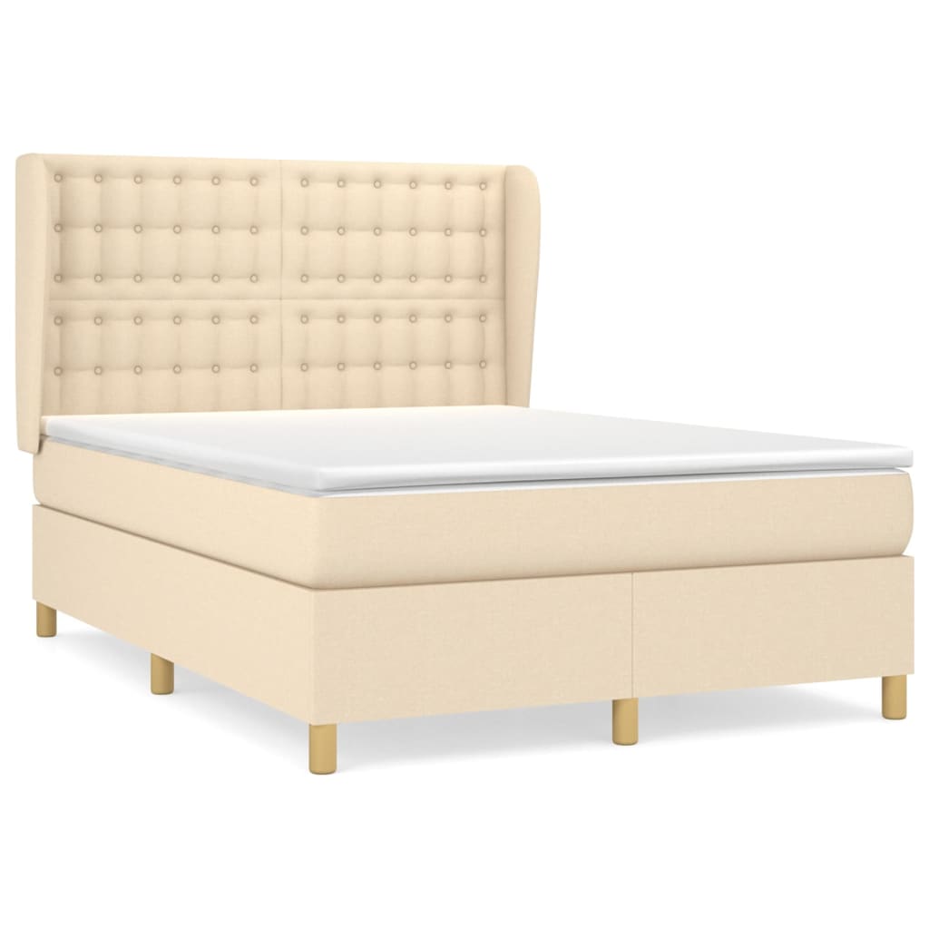 Boxspringbett mit Matratze Creme 140x200 cm Stoff