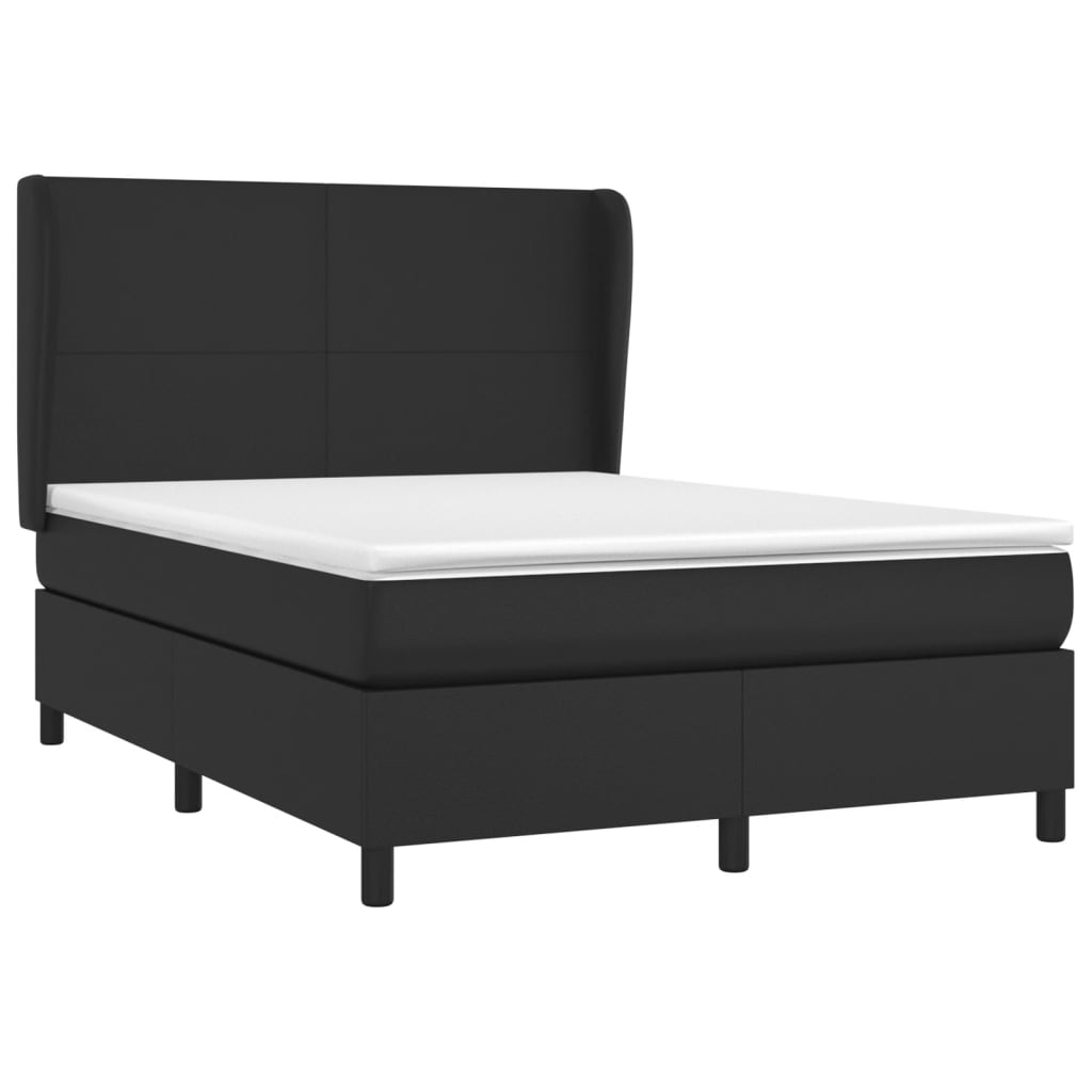 Boxspringbett mit Matratze Schwarz 140x200 cm Kunstleder