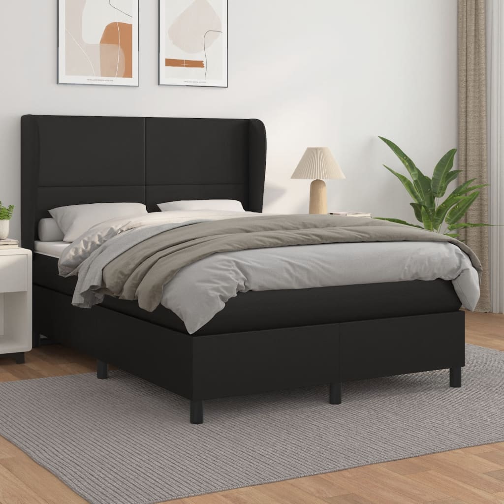 Boxspringbett mit Matratze Schwarz 140x200 cm Kunstleder