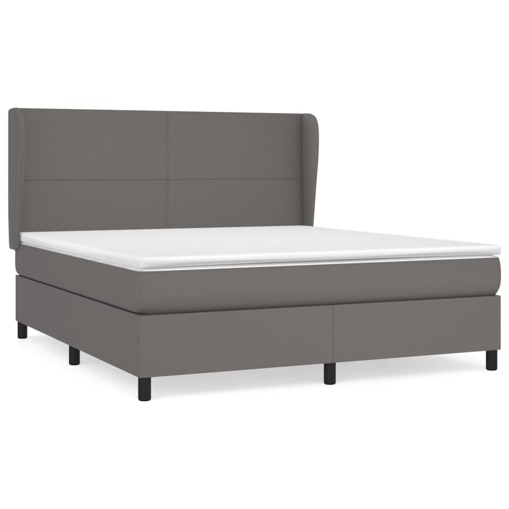 Boxspringbett mit Matratze Grau 160x200 cm Kunstleder