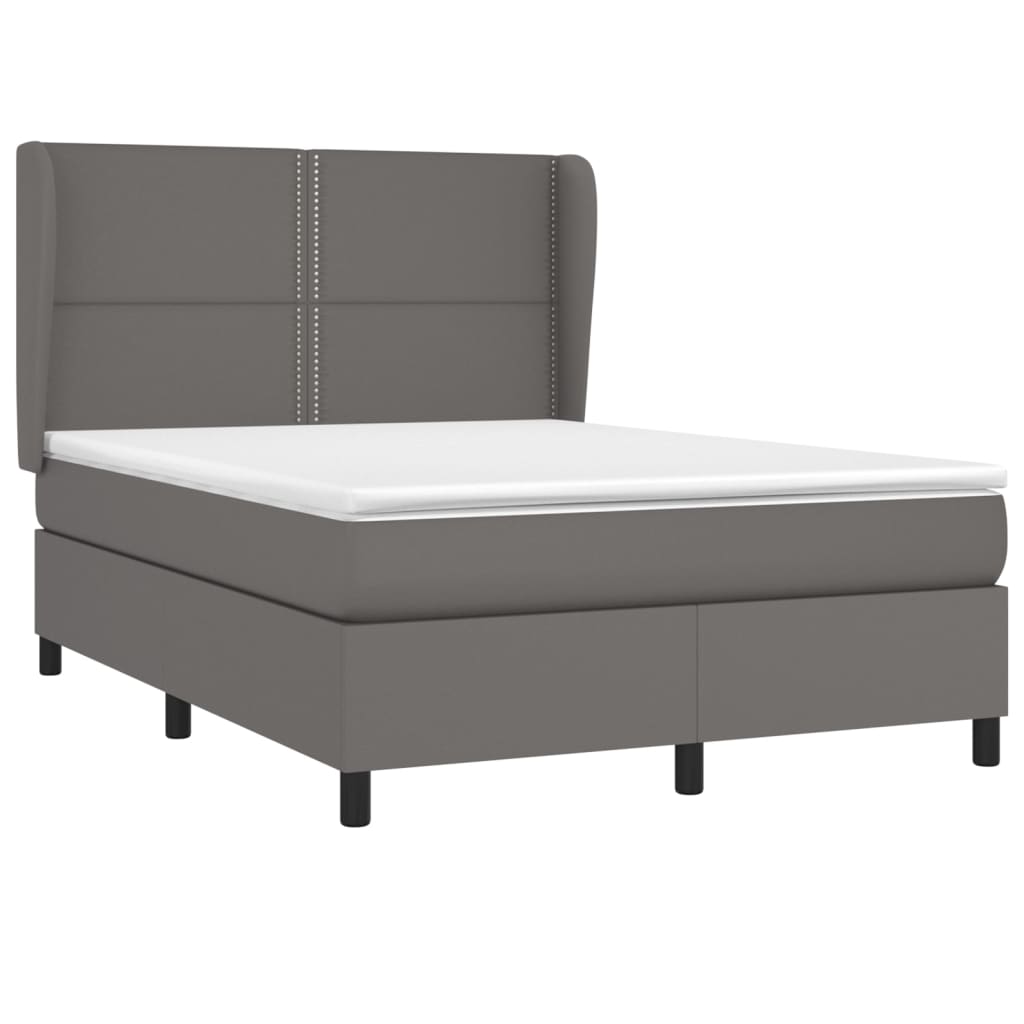 Boxspringbett mit Matratze Grau 140x200 cm Kunstleder