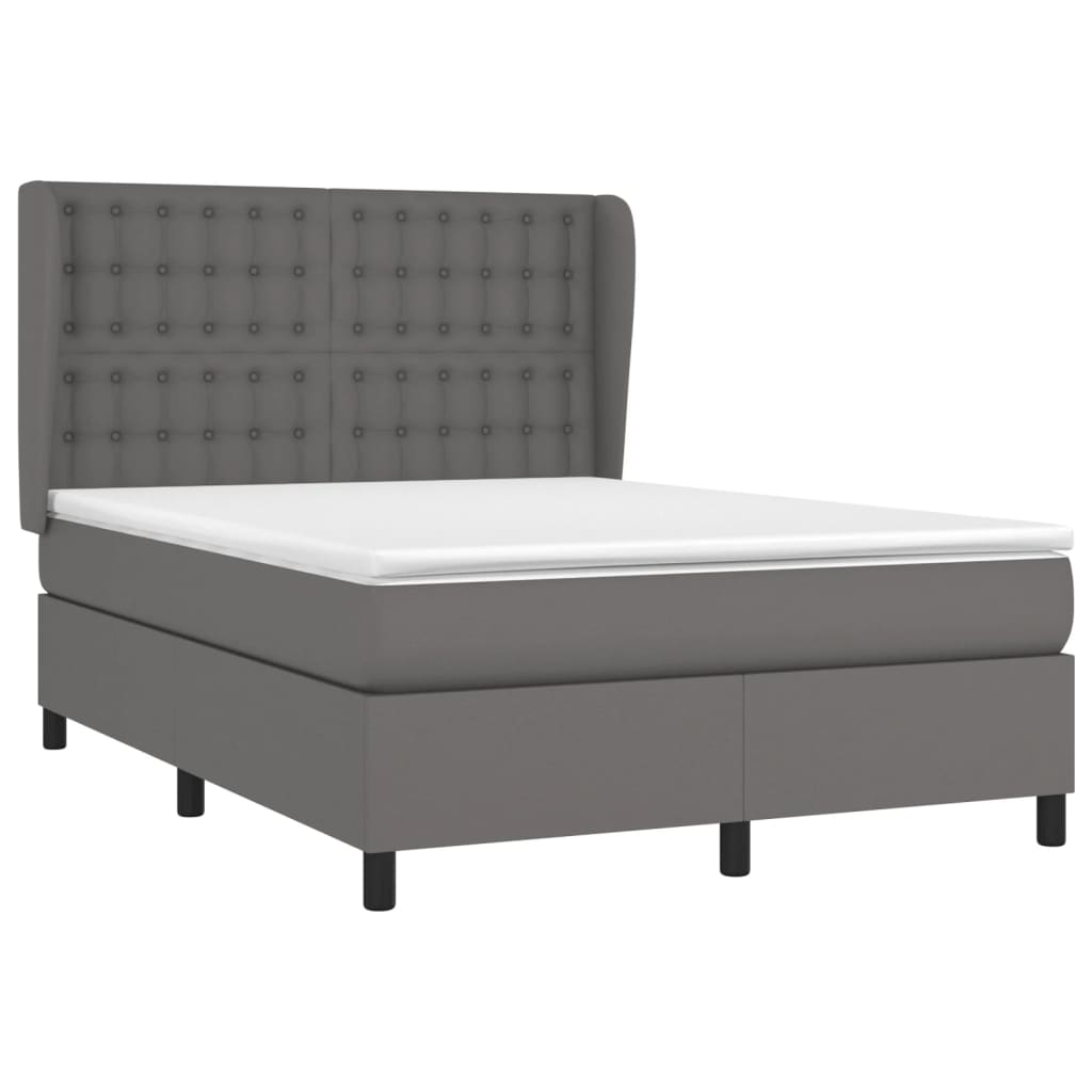 Boxspringbett mit Matratze Grau 140x200 cm Kunstleder