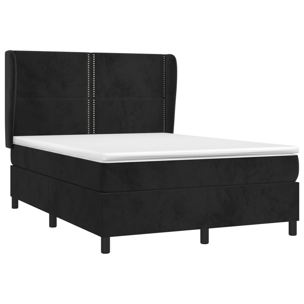 Boxspringbett mit Matratze Schwarz 140x200 cm Samt