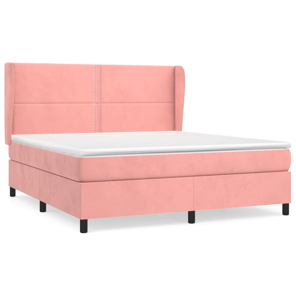 Boxspringbett mit Matratze Rosa 160x200 cm Samt