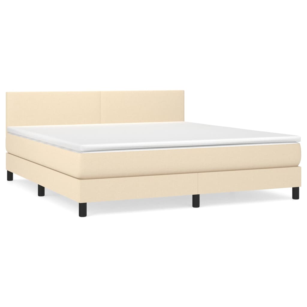 Boxspringbett mit Matratze Creme 160x200 cm Stoff