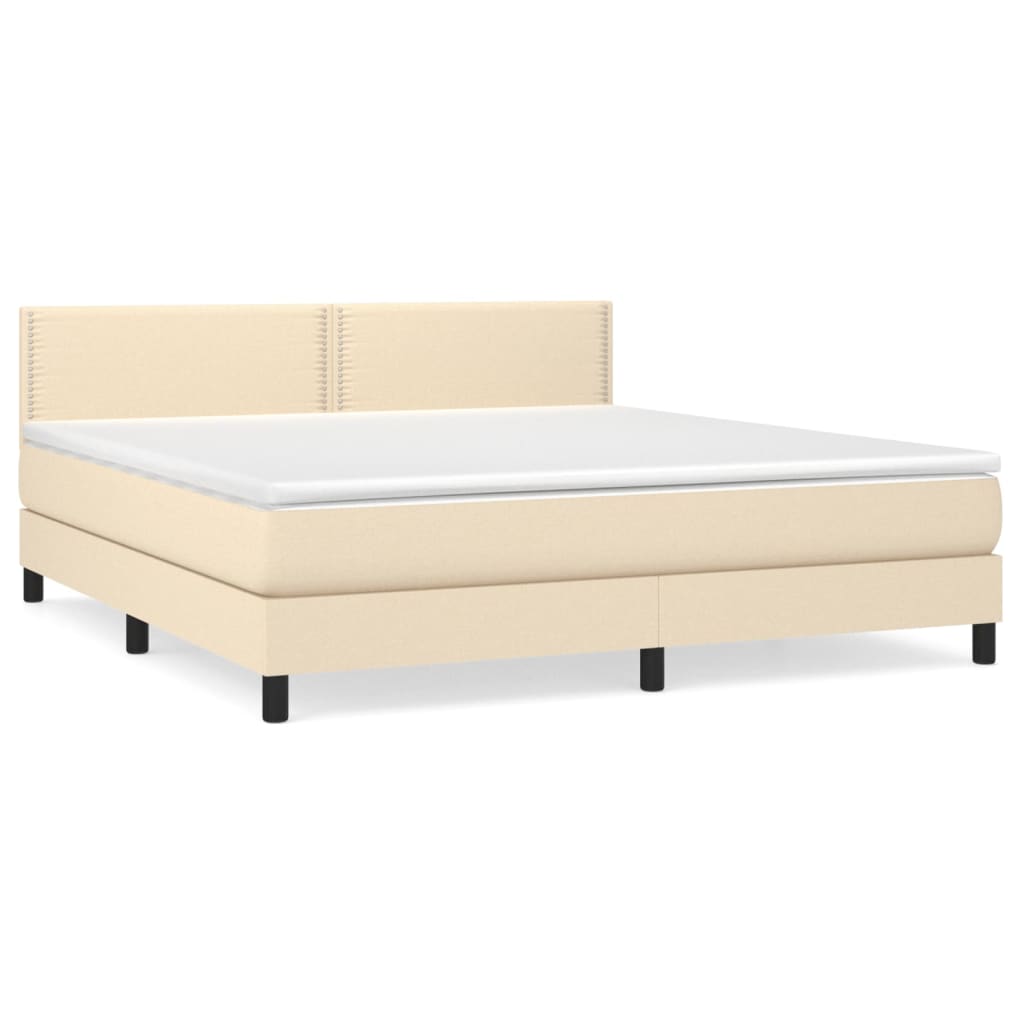 Boxspringbett mit Matratze Creme 160x200 cm Stoff