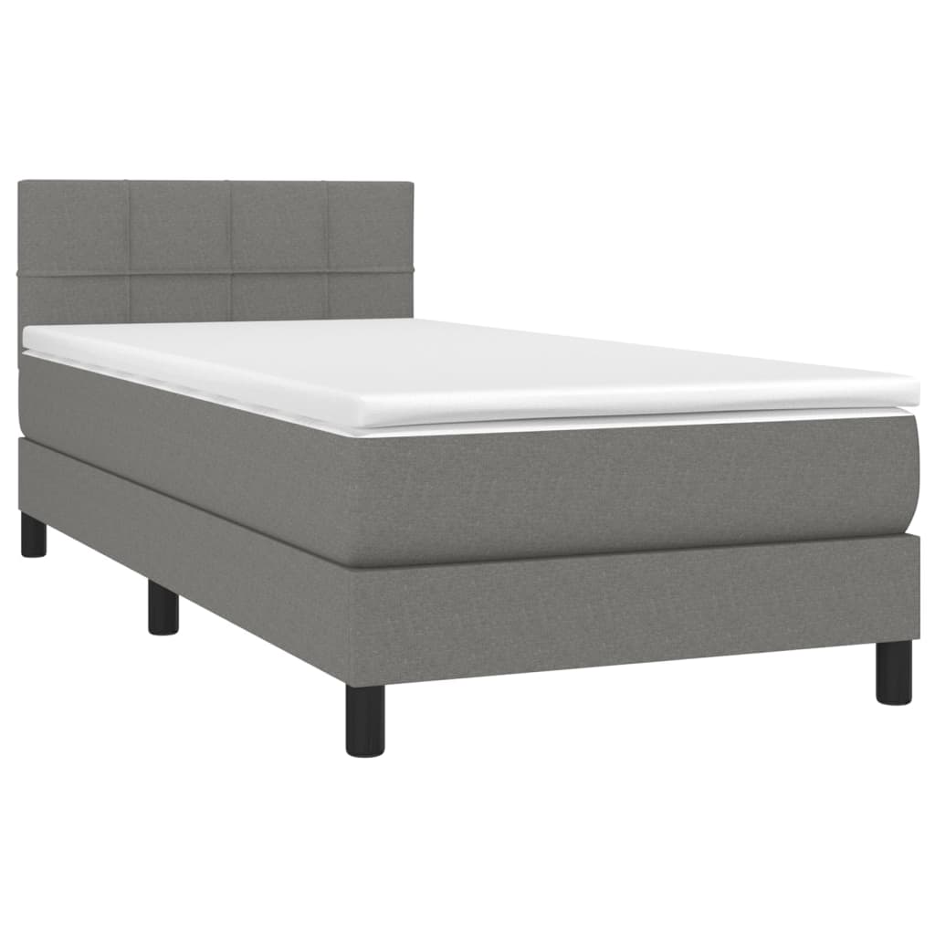 Boxspringbett mit Matratze Dunkelgrau 100x200 cm Stoff