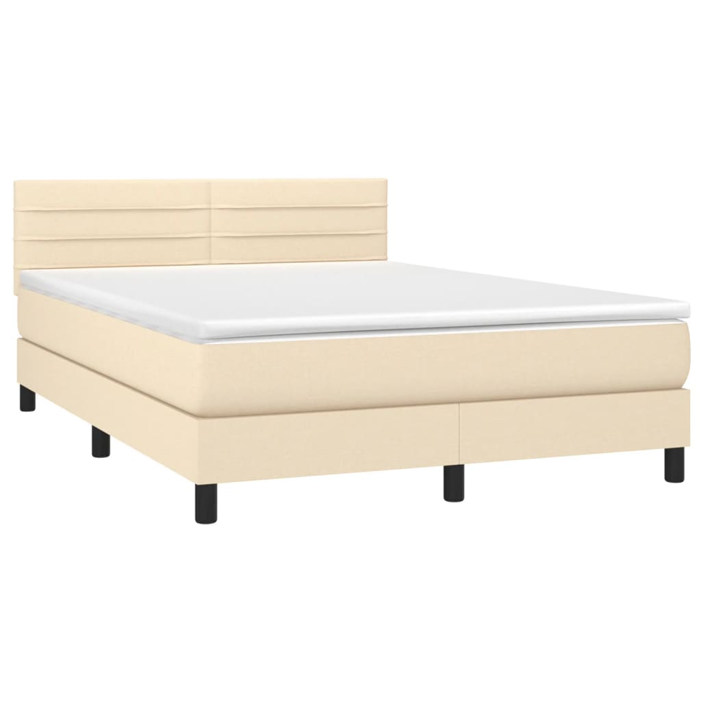 Boxspringbett mit Matratze Creme 140x200 cm Stoff