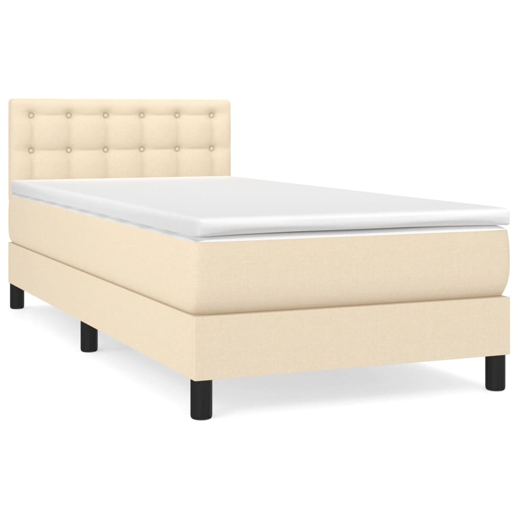 Boxspringbett mit Matratze Creme 100x200 cm Stoff