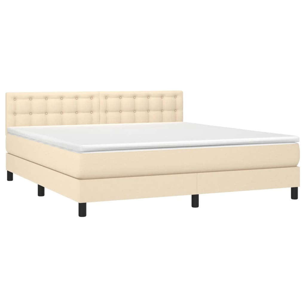 Boxspringbett mit Matratze Creme 160x200 cm Stoff