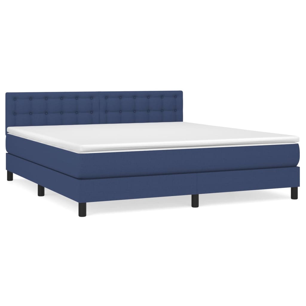 Boxspringbett mit Matratze Blau 160x200 cm Stoff