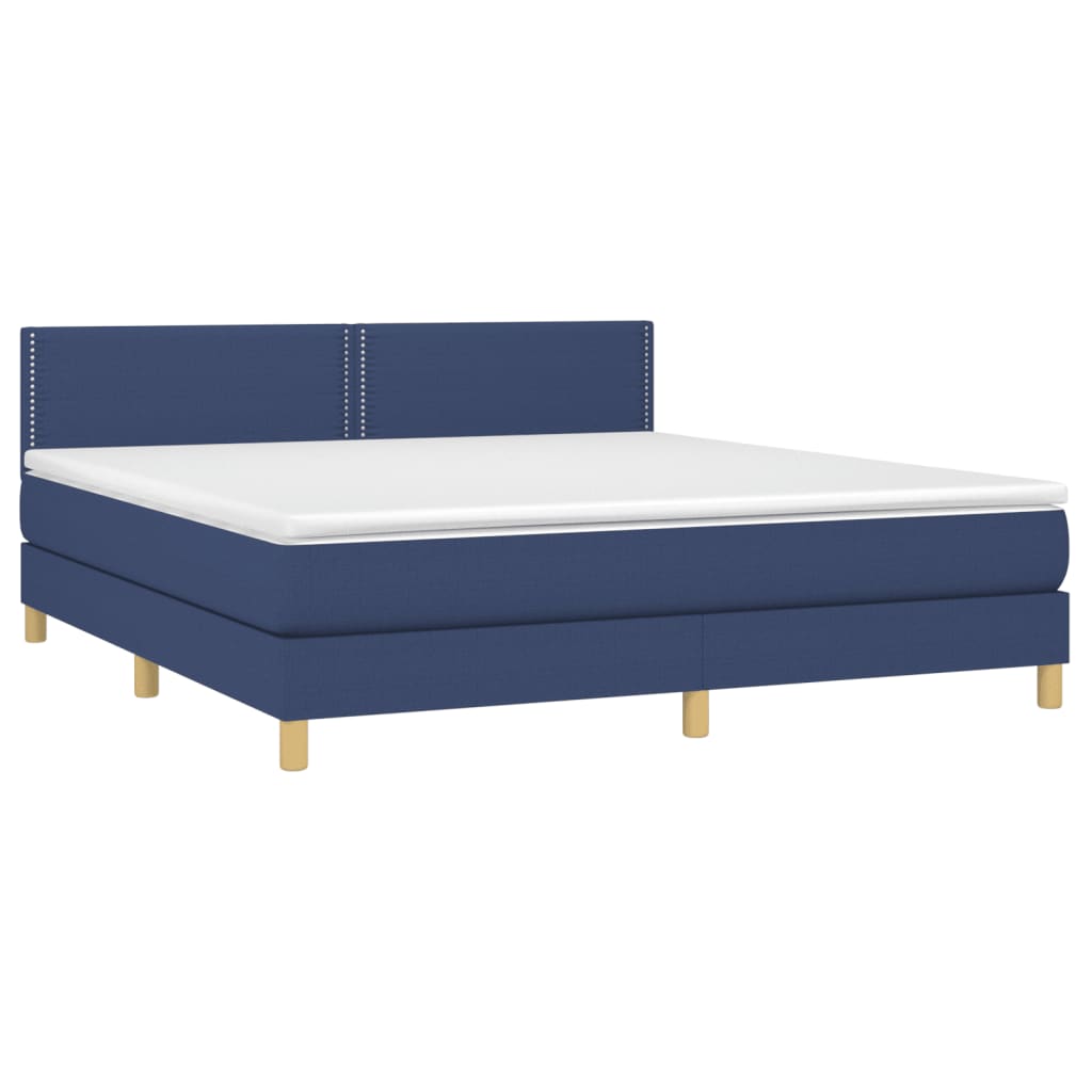 Boxspringbett mit Matratze Blau 160x200 cm Stoff