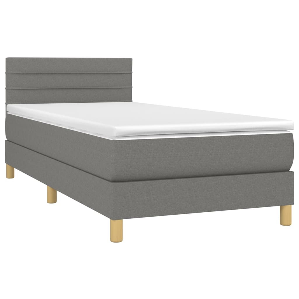 Boxspringbett mit Matratze Dunkelgrau 100x200 cm Stoff