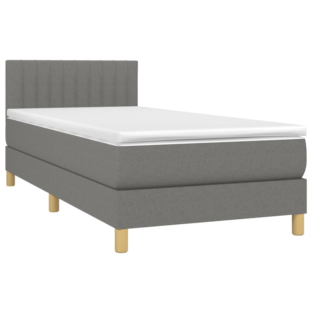 Boxspringbett mit Matratze Dunkelgrau 100x200 cm Stoff