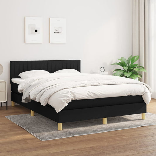 Boxspringbett mit Matratze Schwarz 140x200 cm Stoff