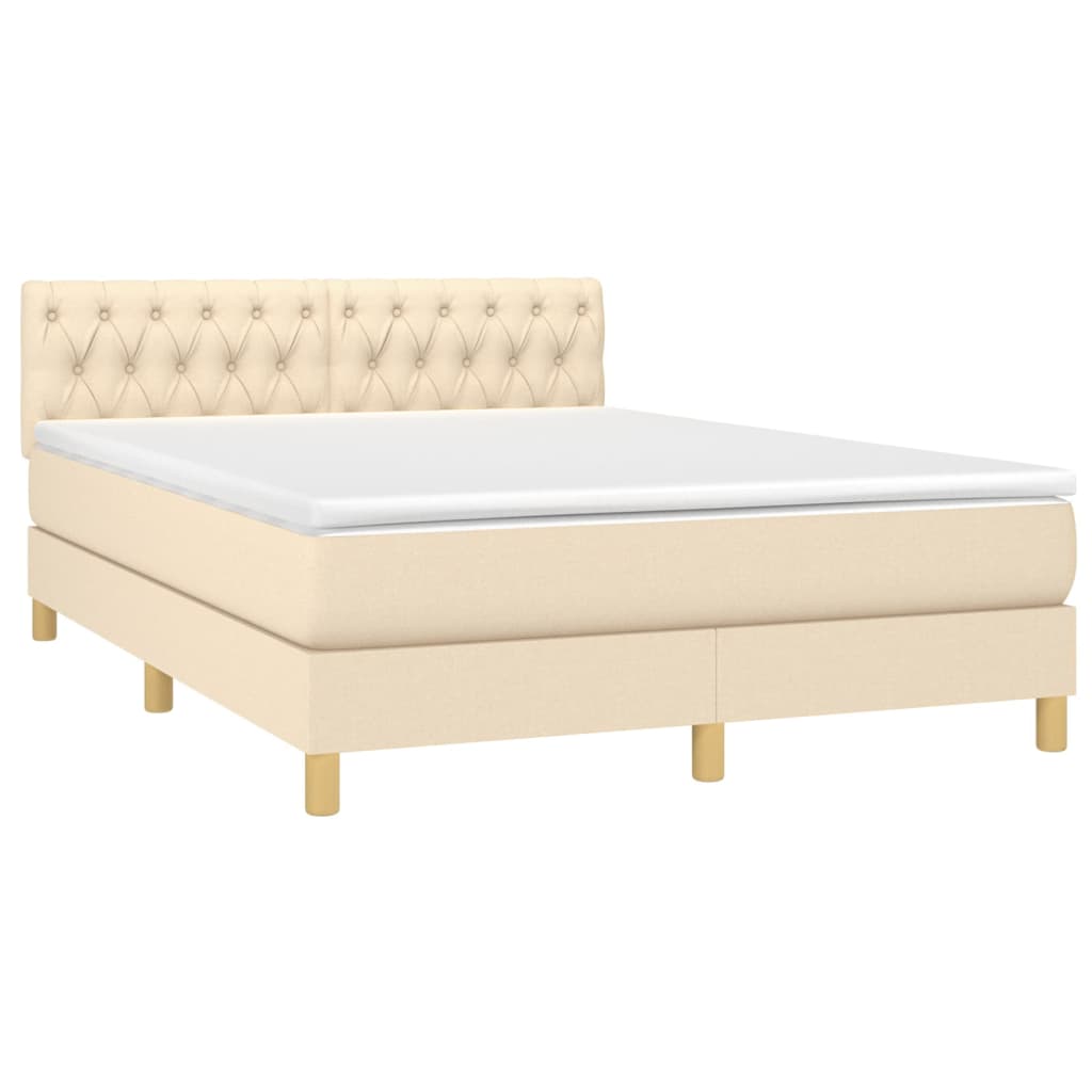 Boxspringbett mit Matratze Creme 140x200 cm Stoff