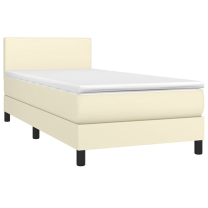 Boxspringbett mit Matratze Creme 100x200 cm Kunstleder