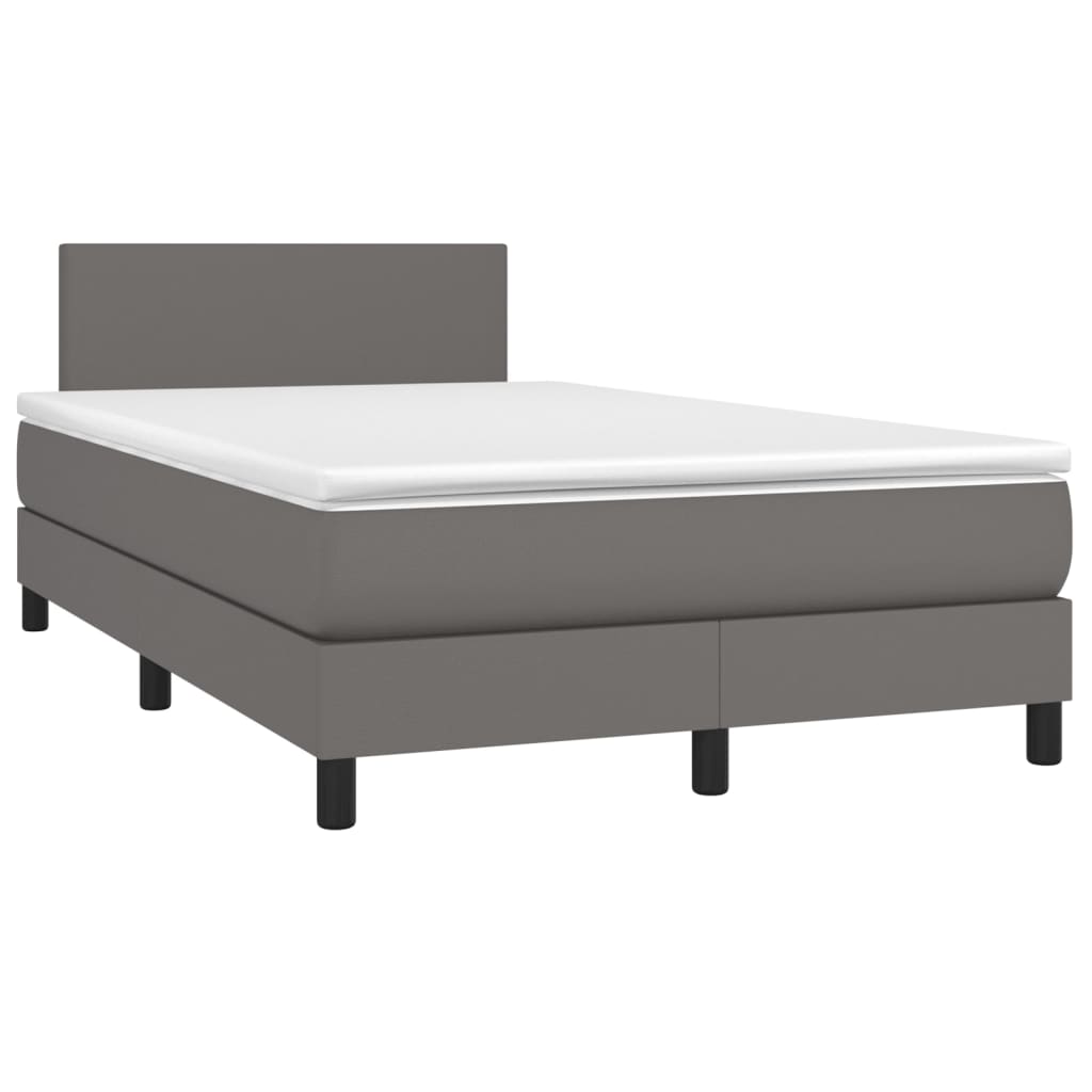 Boxspringbett mit Matratze Grau 120x200 cm Kunstleder