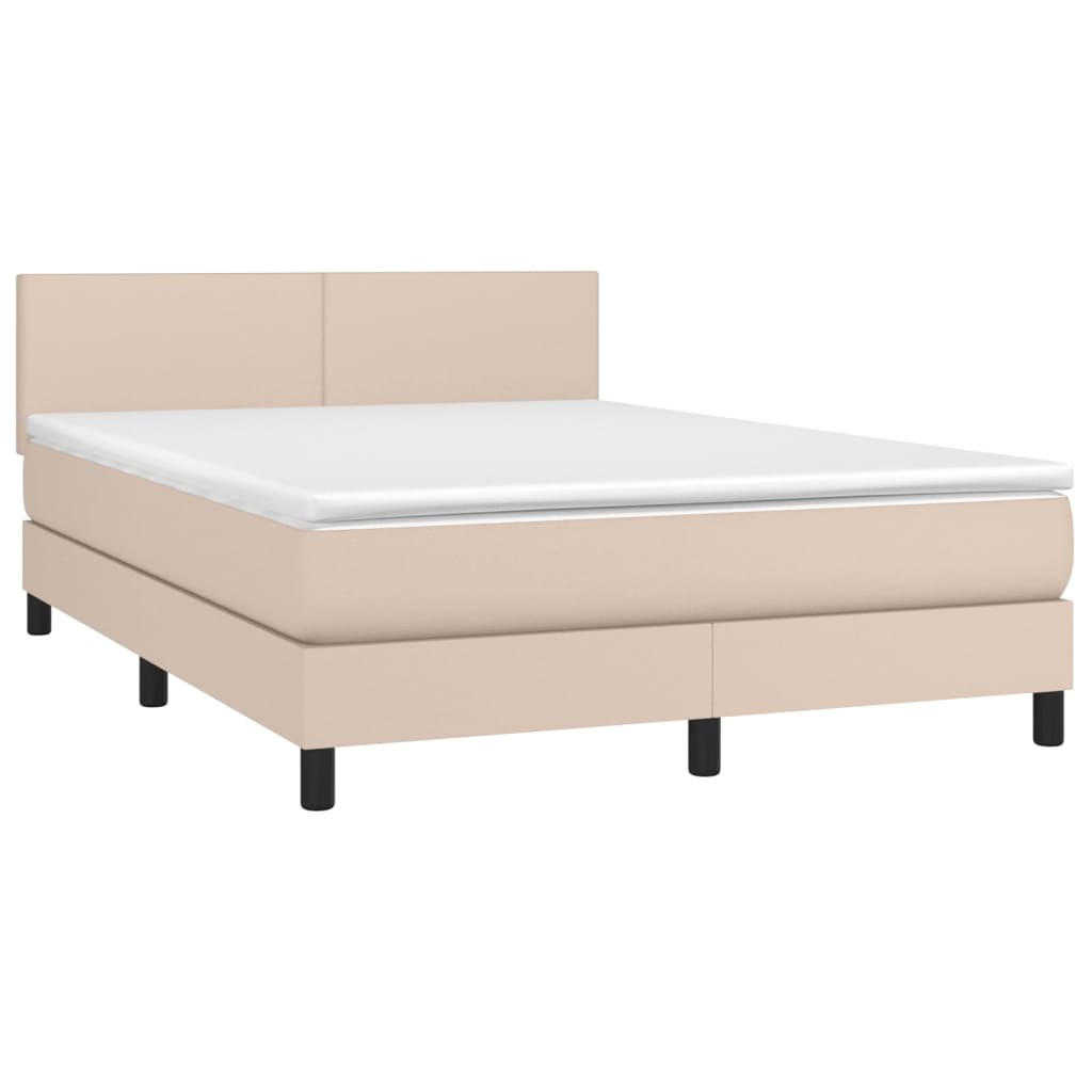 Boxspringbett Matratze Cappuccino-Braun 140x200cm Kunstleder