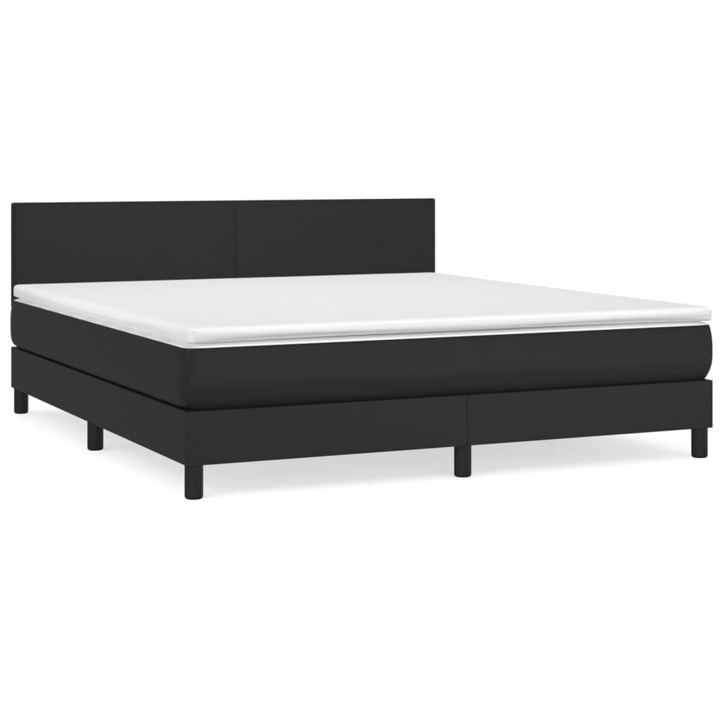 Boxspringbett mit Matratze Schwarz 160x200 cm Kunstleder