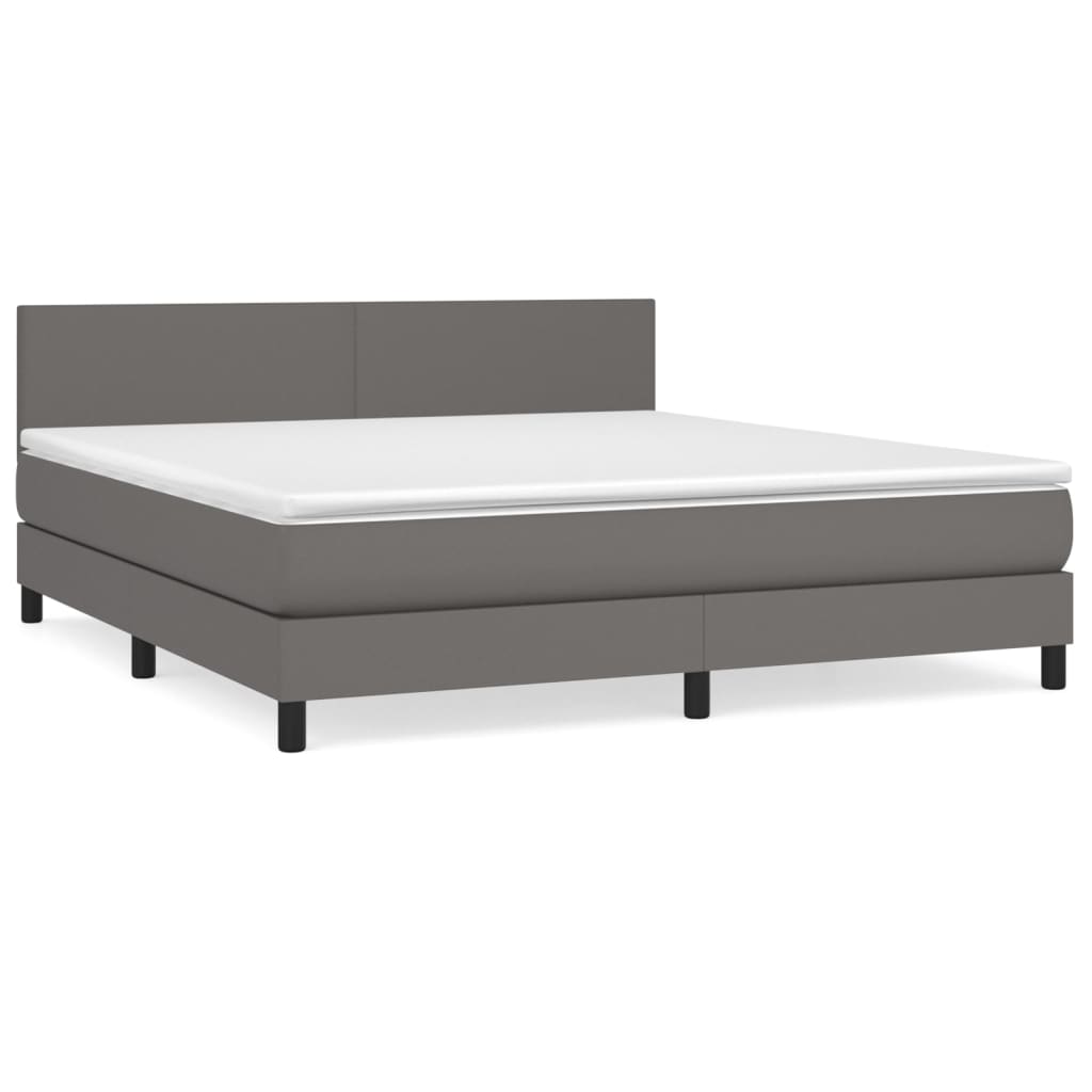 Boxspringbett mit Matratze Grau 160x200 cm Kunstleder