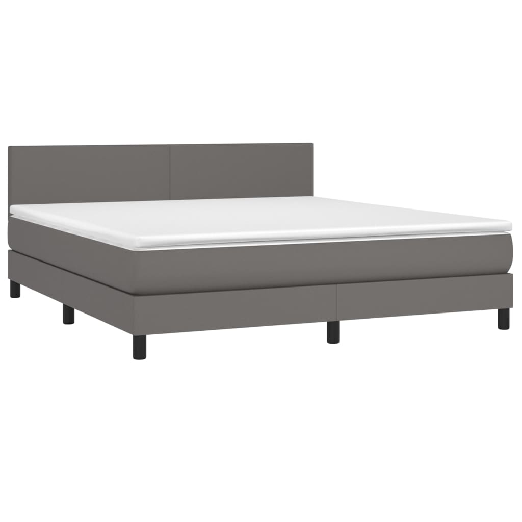 Boxspringbett mit Matratze Grau 160x200 cm Kunstleder