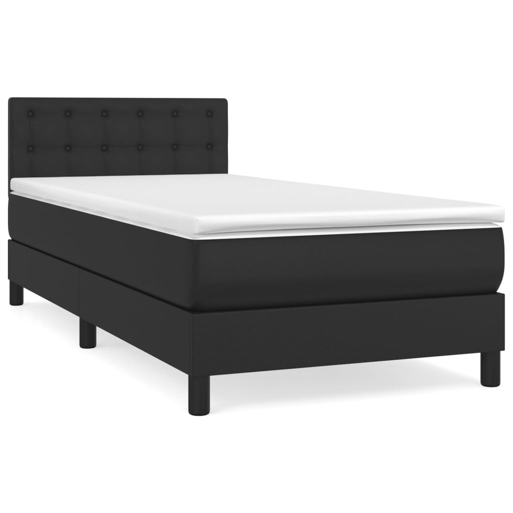 Boxspringbett mit Matratze Schwarz 100x200 cm Kunstleder