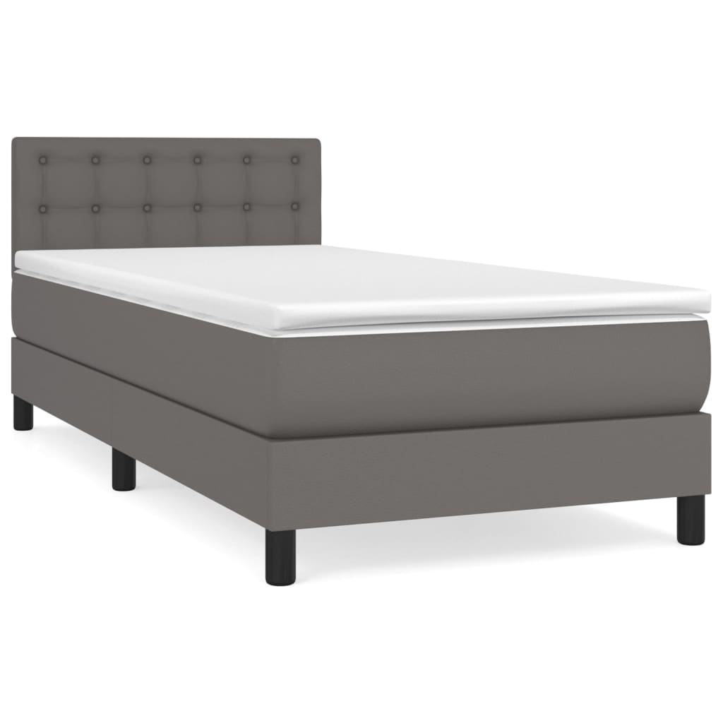 Boxspringbett mit Matratze Grau 100x200 cm Kunstleder