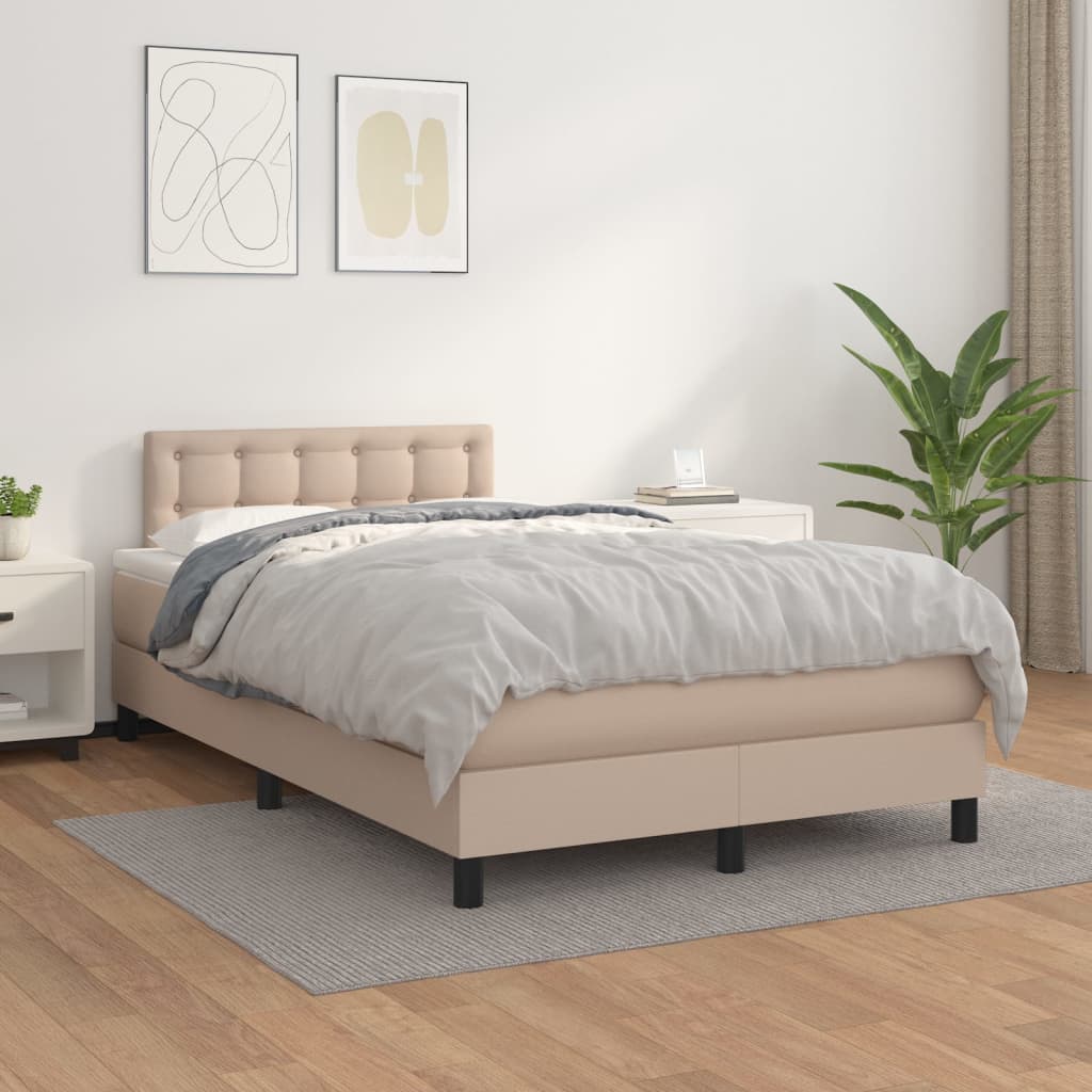 Boxspringbett Matratze Cappuccino-Braun 120x200cm Kunstleder