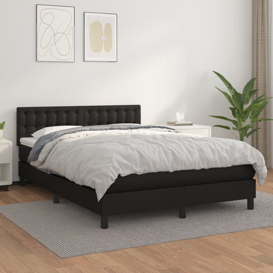 Boxspringbett mit Matratze Schwarz 140x200 cm Kunstleder