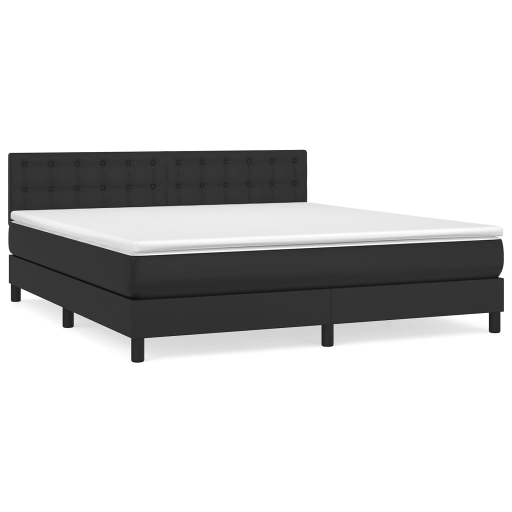 Boxspringbett mit Matratze Schwarz 160x200 cm Kunstleder