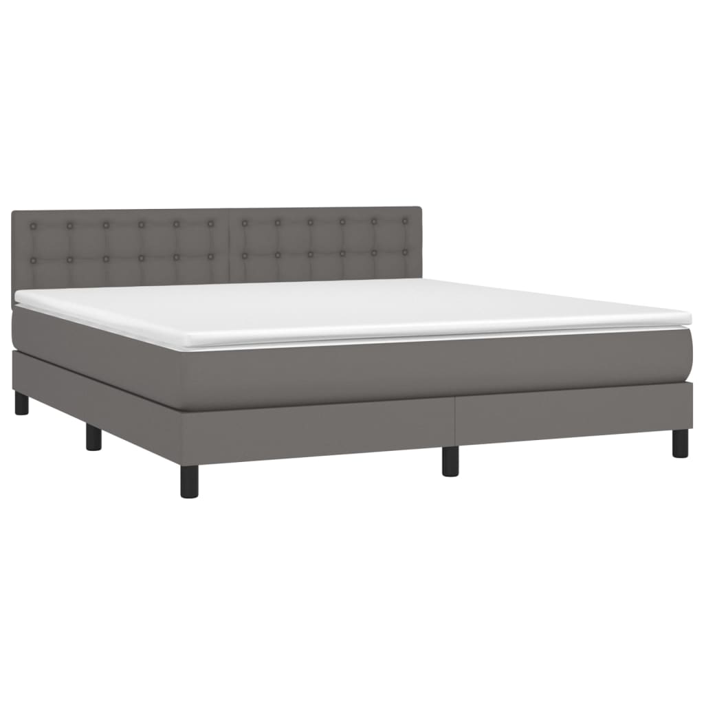 Boxspringbett mit Matratze Grau 160x200 cm Kunstleder