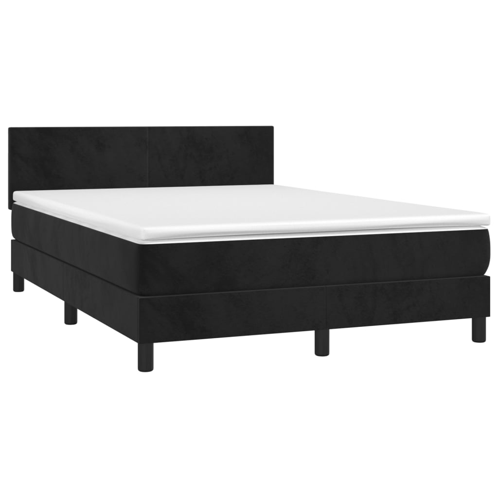 Boxspringbett mit Matratze Schwarz 140x200 cm Samt