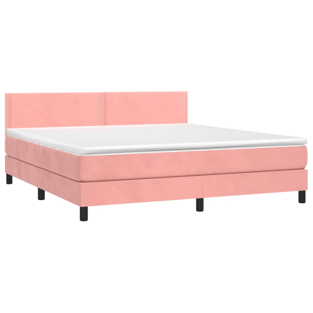 Boxspringbett mit Matratze Rosa 160x200 cm Samt