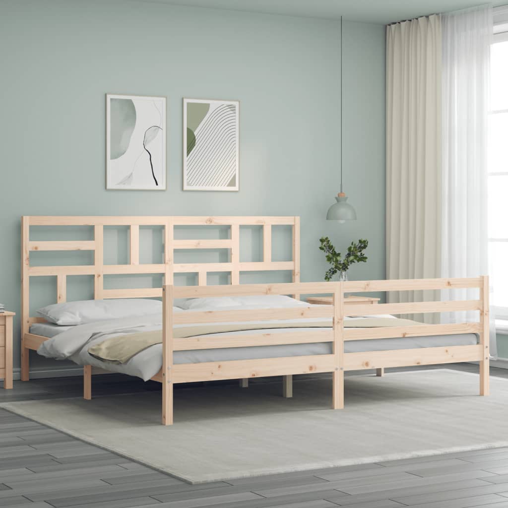 Massivholzbett mit Kopfteil 200x200 cm